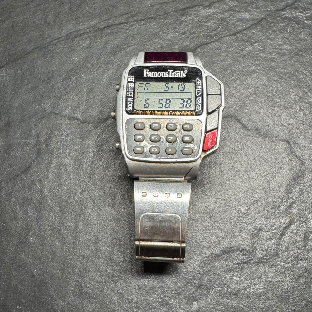 Famous Trails Vintage Calculator Remote Control Watch Silver Stainless Steel 90s